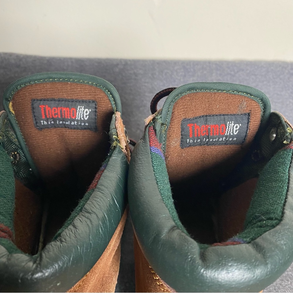 Womens Leather Duck Boots Rubber Size 7 Black Brown Lace up Thermolite Smiths - Picture 13 of 16